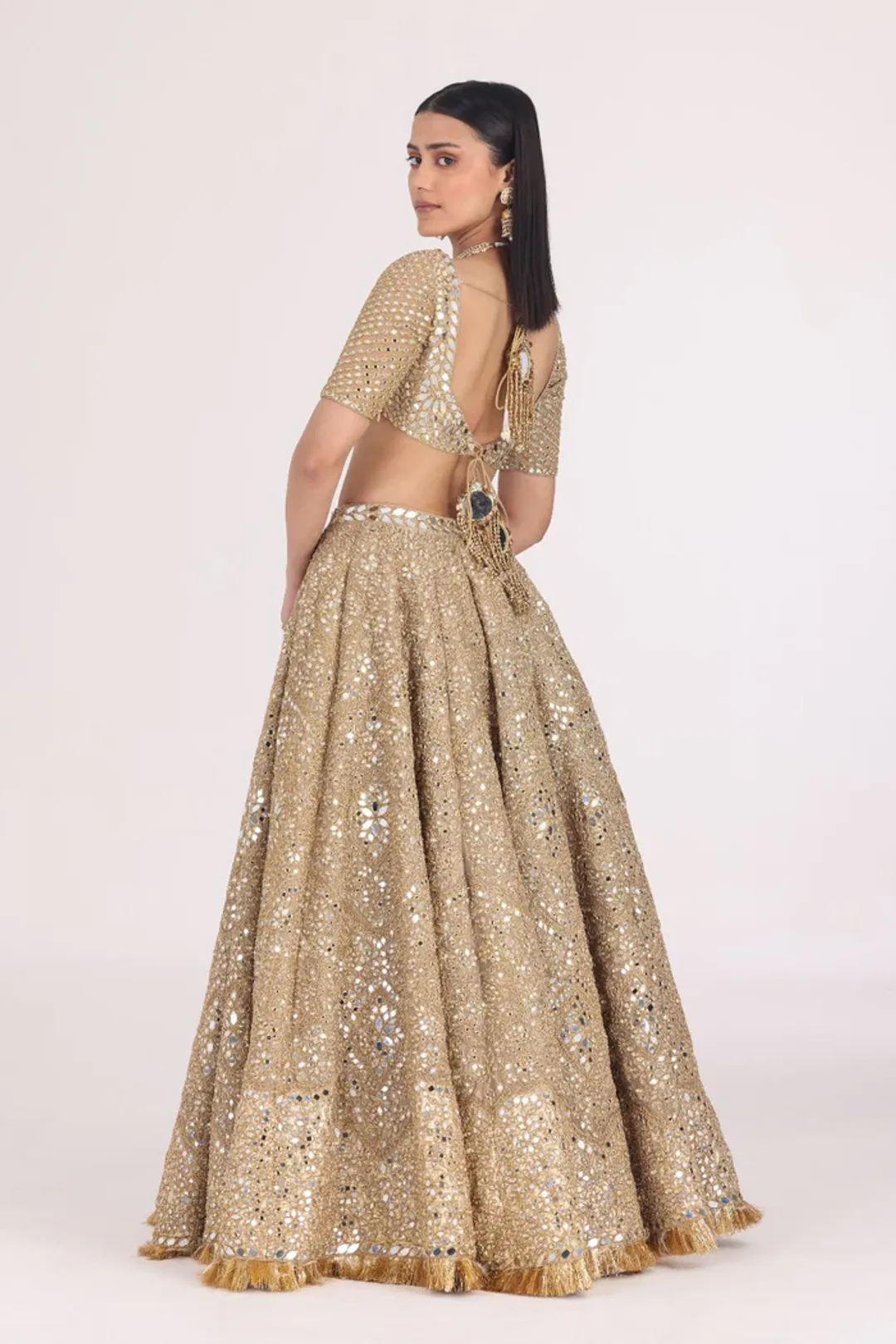 FLORAL MOTIF TISSUE LEHENGA SET