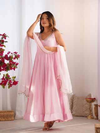 Royal MirrorGlow Georgette Flair Suit