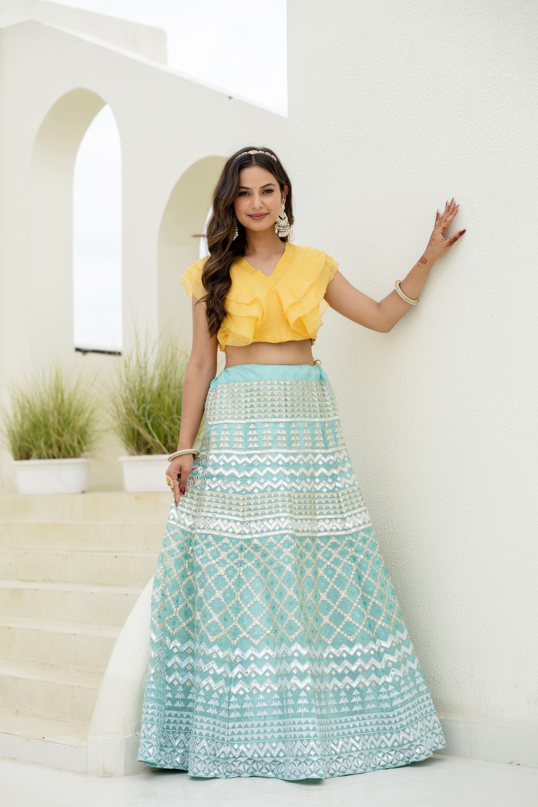 Moonlight Charm Foil Sequin Organza Lehenga