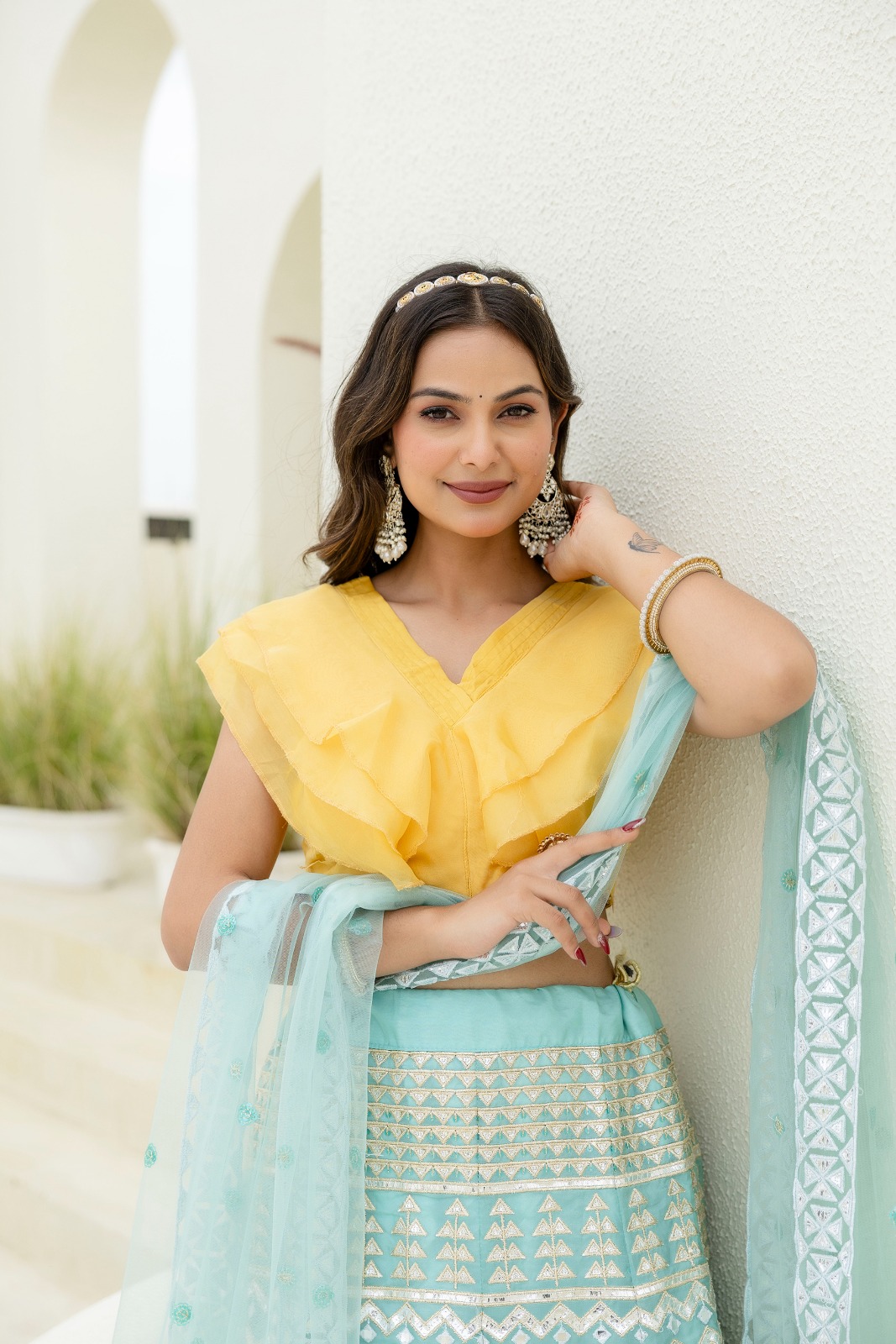 Moonlight Charm Foil Sequin Organza Lehenga