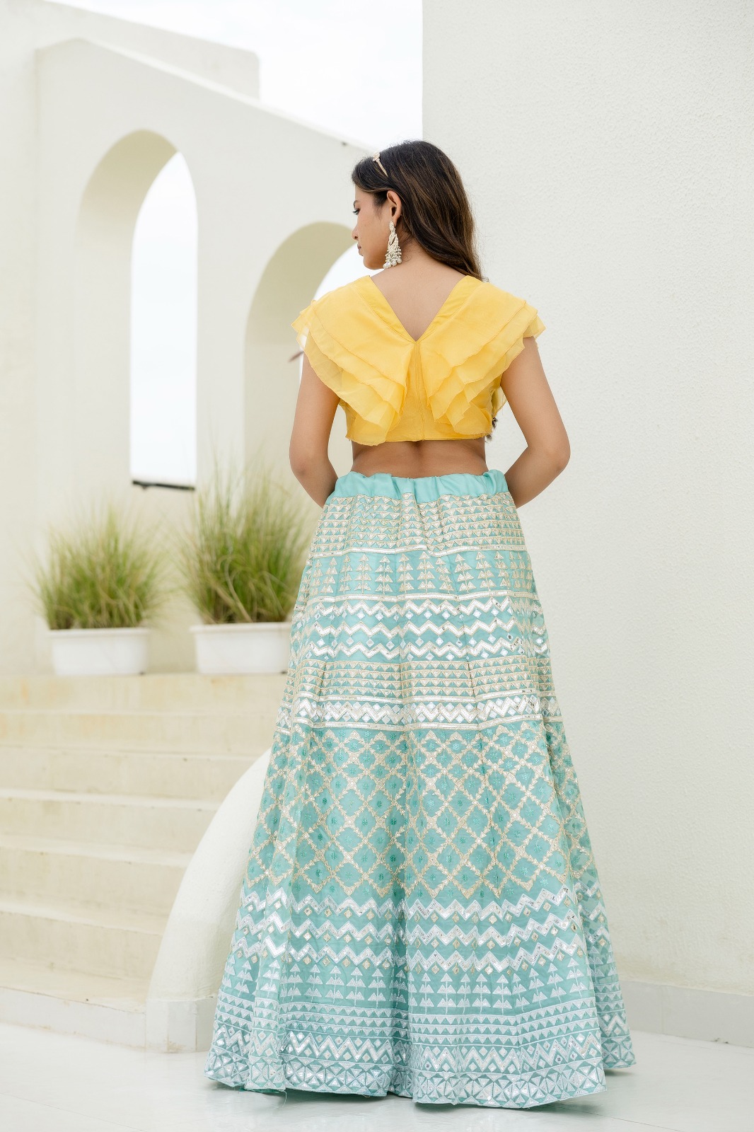 Moonlight Charm Foil Sequin Organza Lehenga