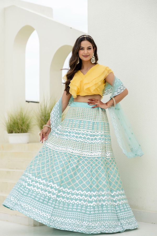 Moonlight Charm Foil Sequin Organza Lehenga