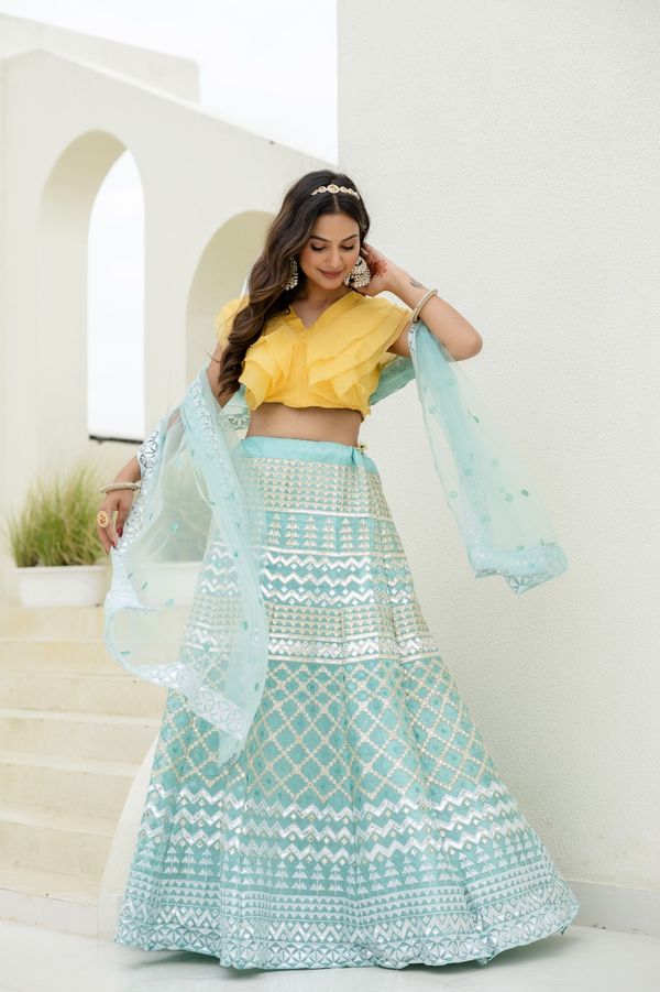 Moonlight Charm Foil Sequin Organza Lehenga