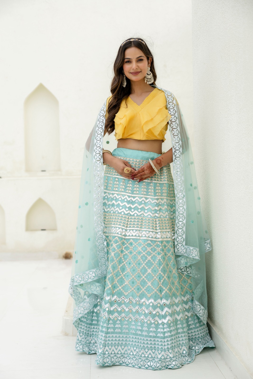 Moonlight Charm Foil Sequin Organza Lehenga