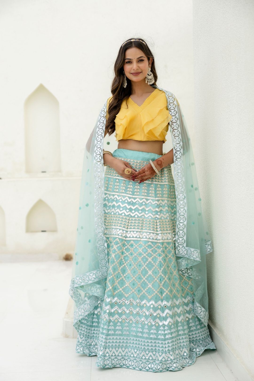 Moonlight Charm Foil Sequin Organza Lehenga