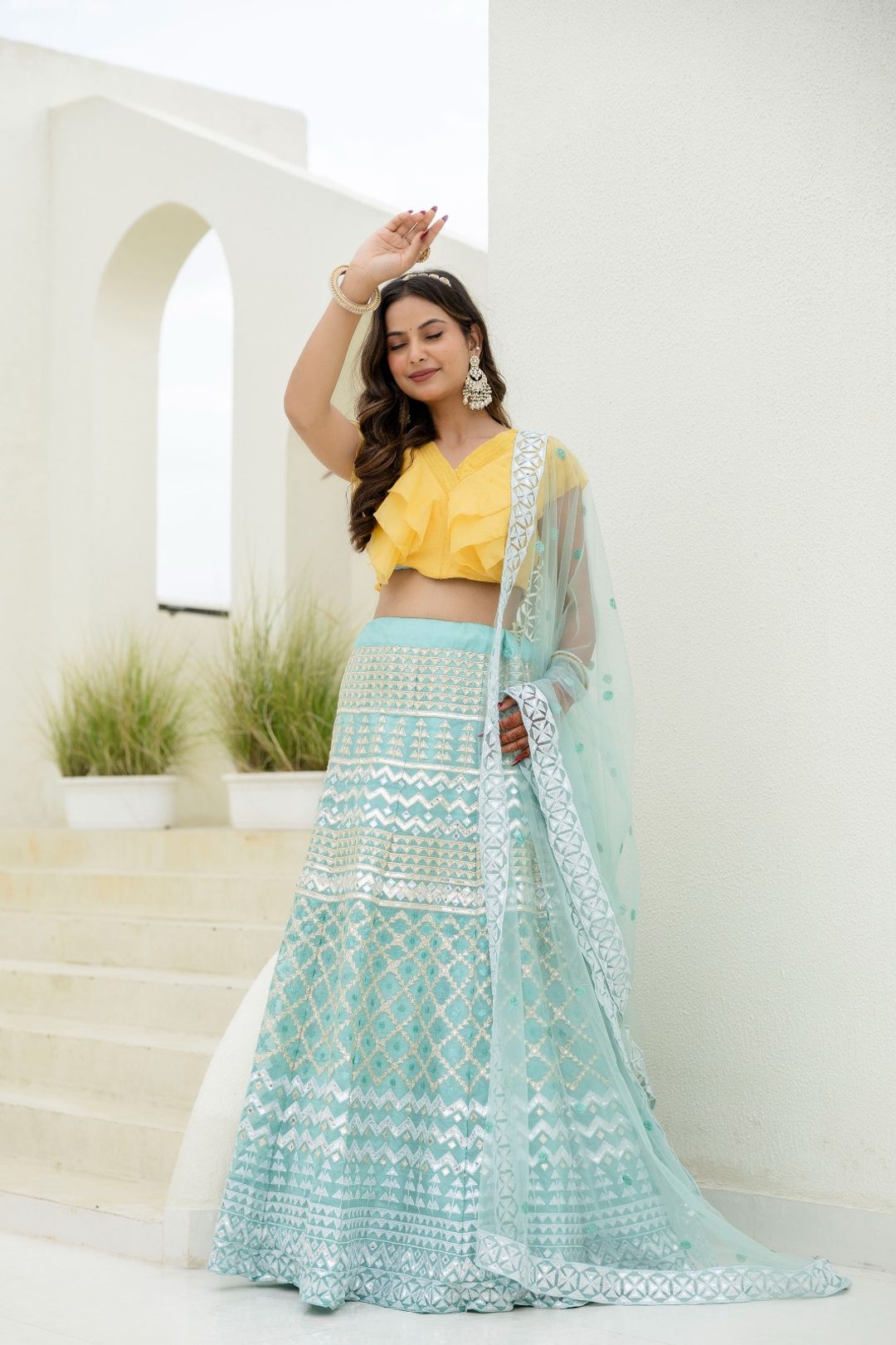 Moonlight Charm Foil Sequin Organza Lehenga