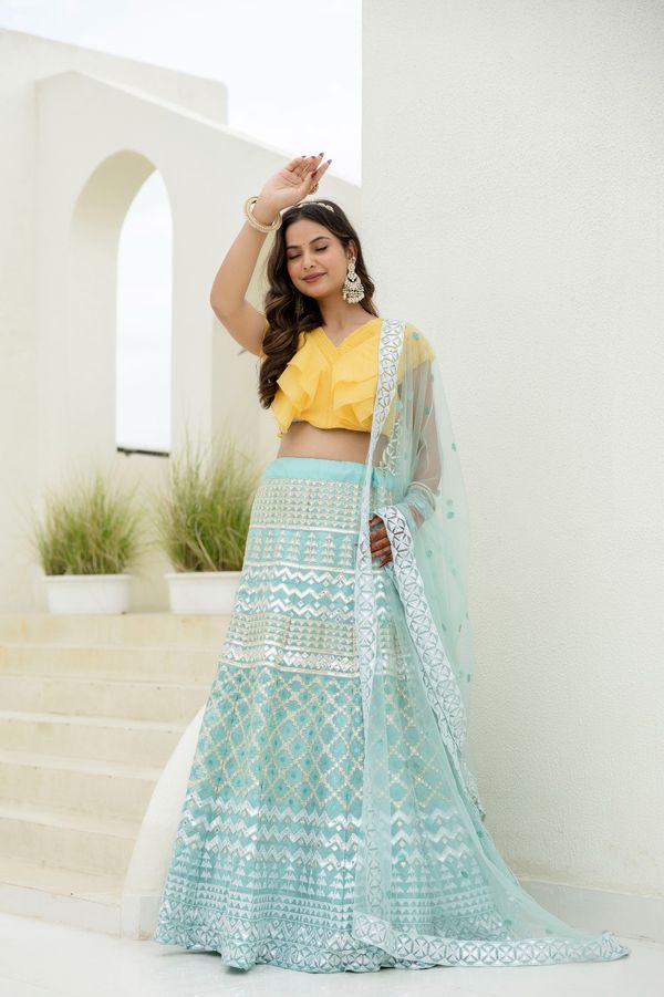 Moonlight Charm Foil Sequin Organza Lehenga