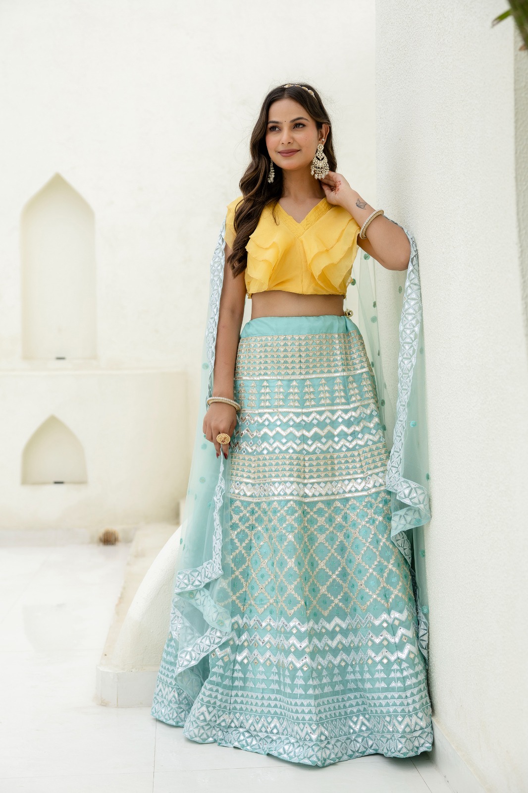 Moonlight Charm Foil Sequin Organza Lehenga