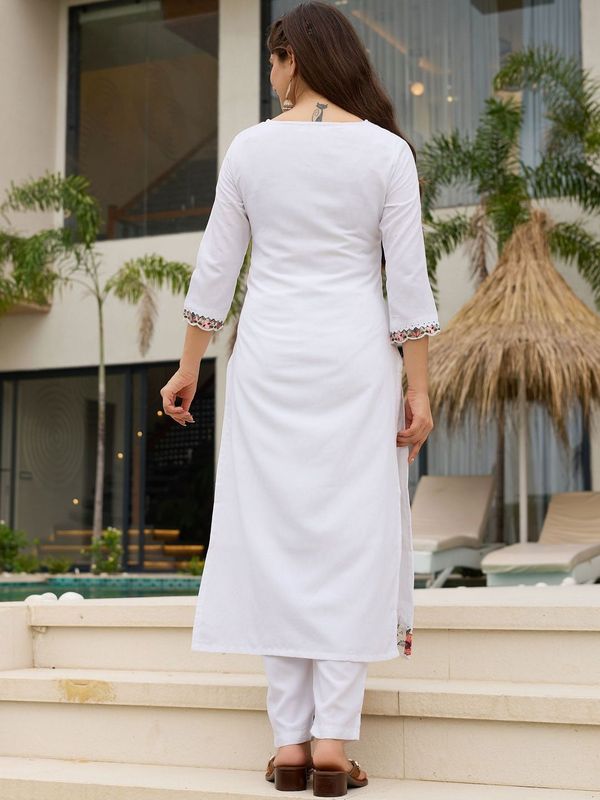 Embroidered Kurti Pant Set With Taby Dupatta