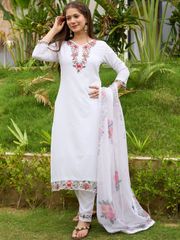Embroidered Kurti Pant Set with Taby Dupatta