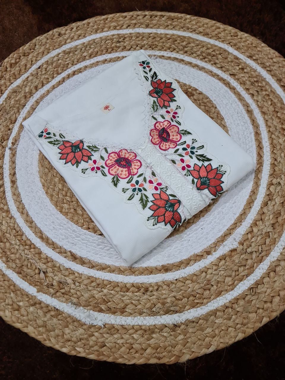 Embroidered Kurti Pant Set with Taby Dupatta