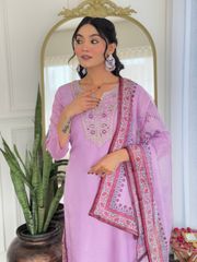 Lavender Kurti Pant Set with Dupatta