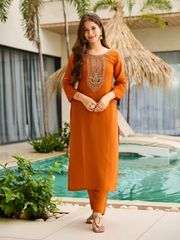 Royal Orange Kurti Pant Set