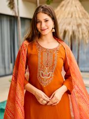 Royal Orange Kurti Pant Set