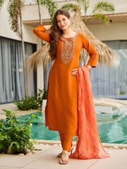 Royal Orange Kurti Pant Set