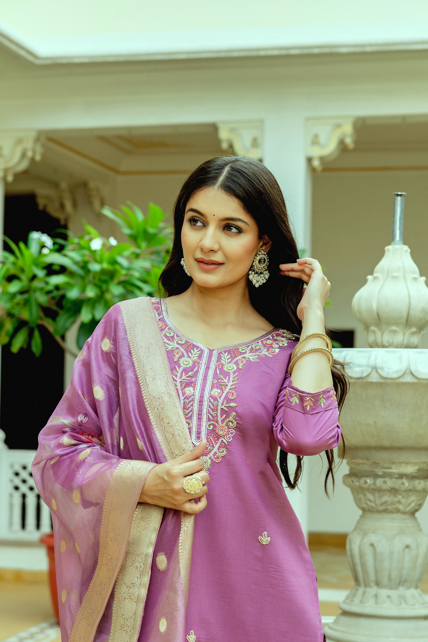 Lavender Chanderi Silk Kurti