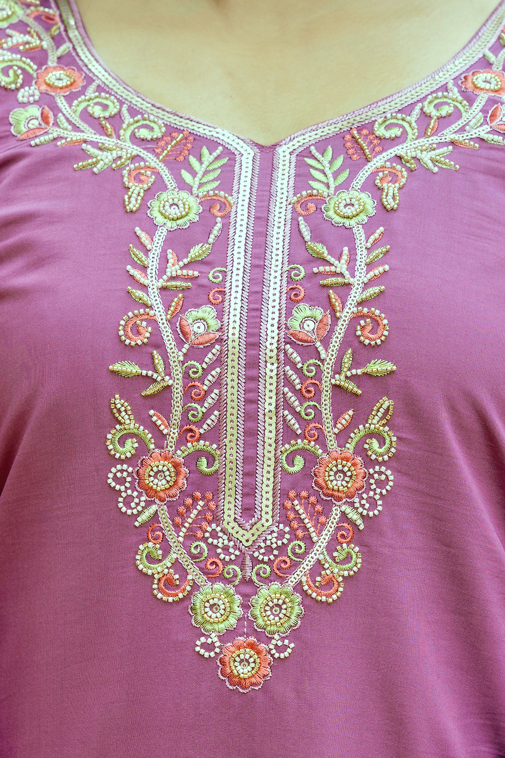 Lavender Chanderi Silk Kurti