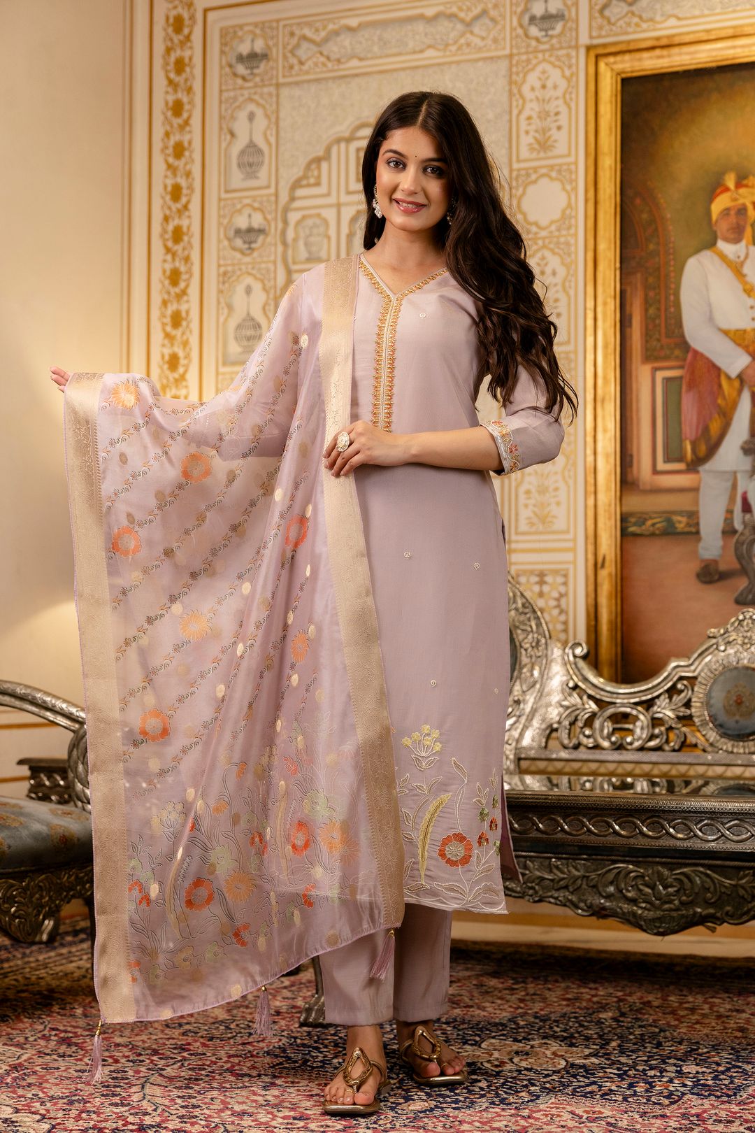 Castilian Pink with Embroidery and Jacquard salwar suits