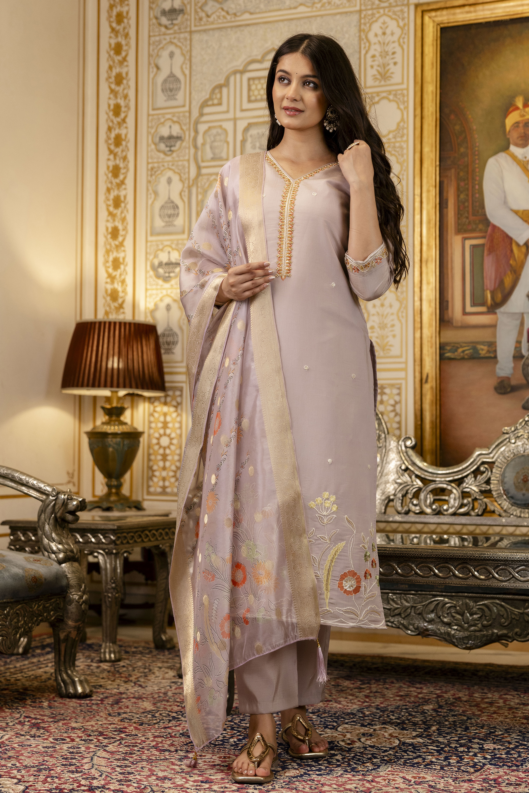 Castilian Pink with Embroidery and Jacquard salwar suits