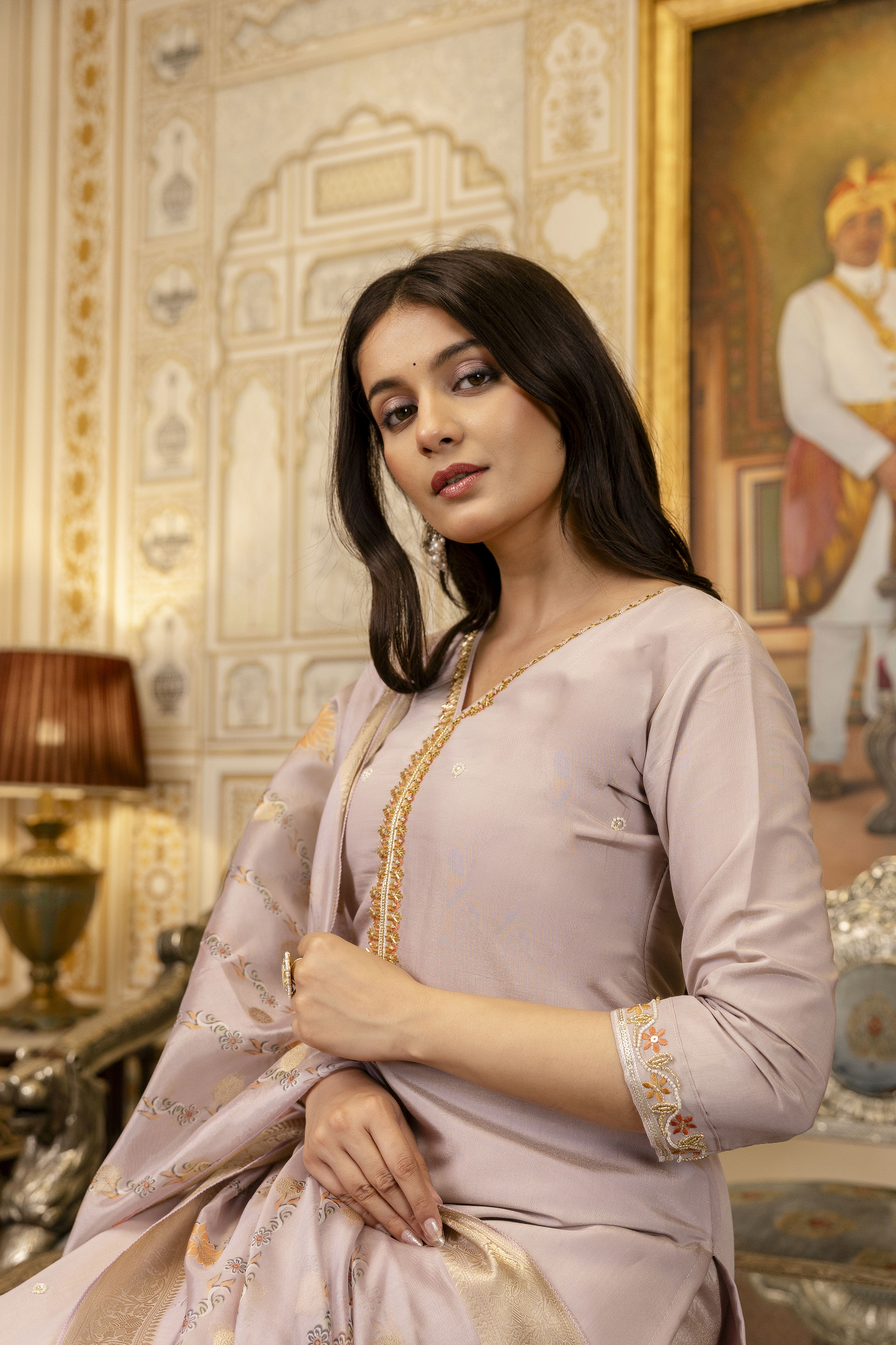 Castilian Pink with Embroidery and Jacquard salwar suits