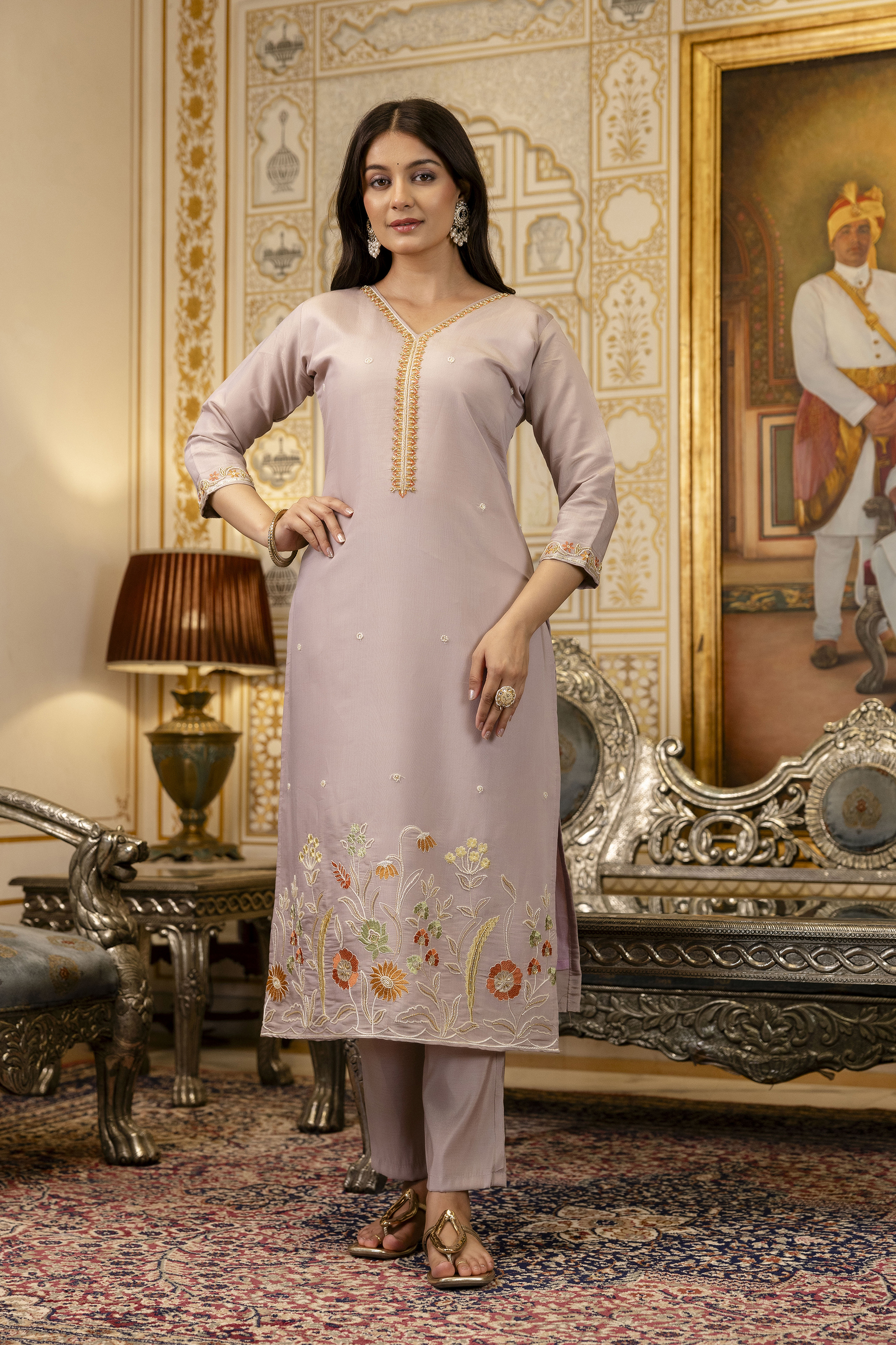Castilian Pink with Embroidery and Jacquard salwar suits