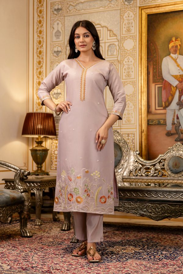 Castilian Pink with Embroidery and Jacquard salwar suits