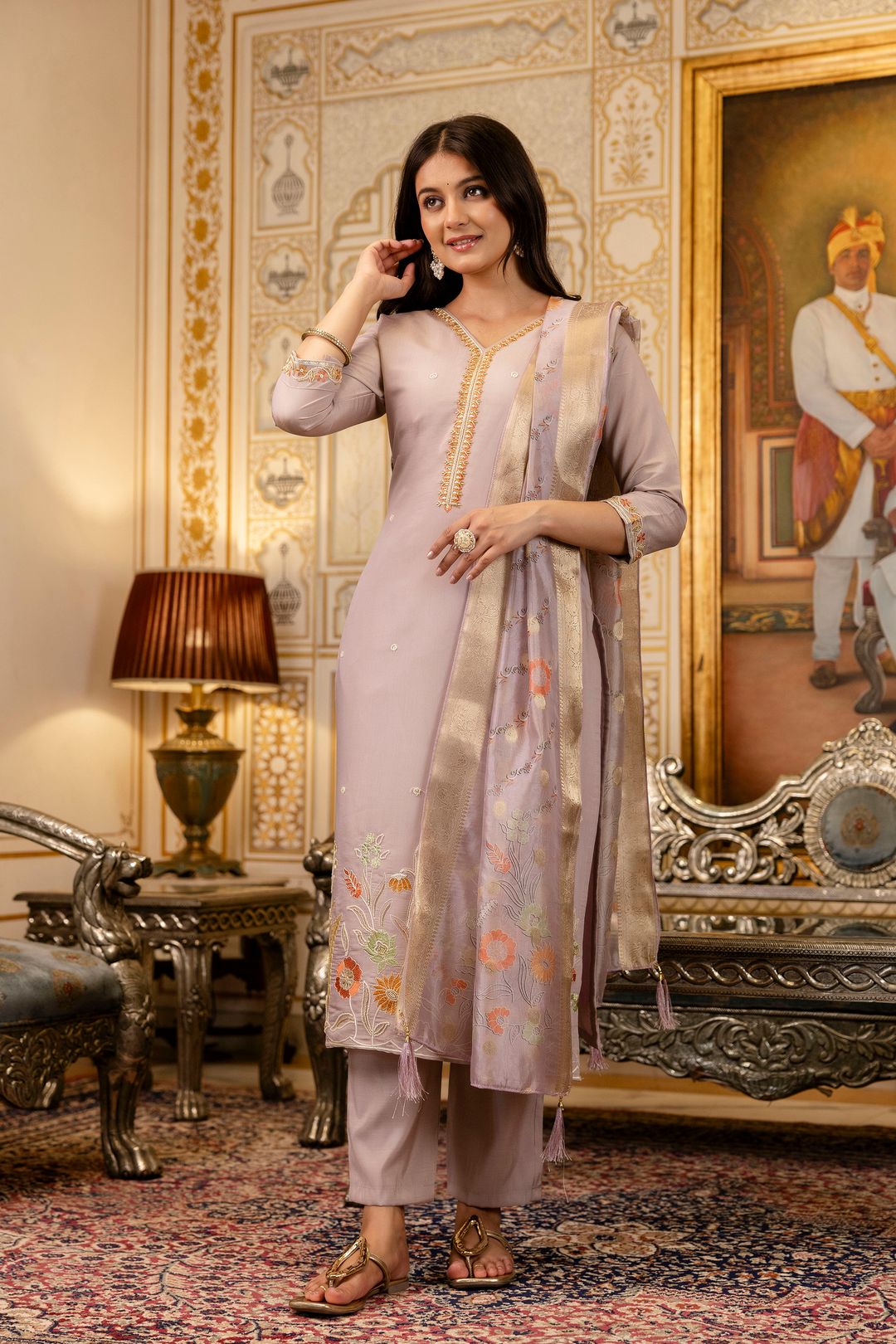 Castilian Pink with Embroidery and Jacquard salwar suits