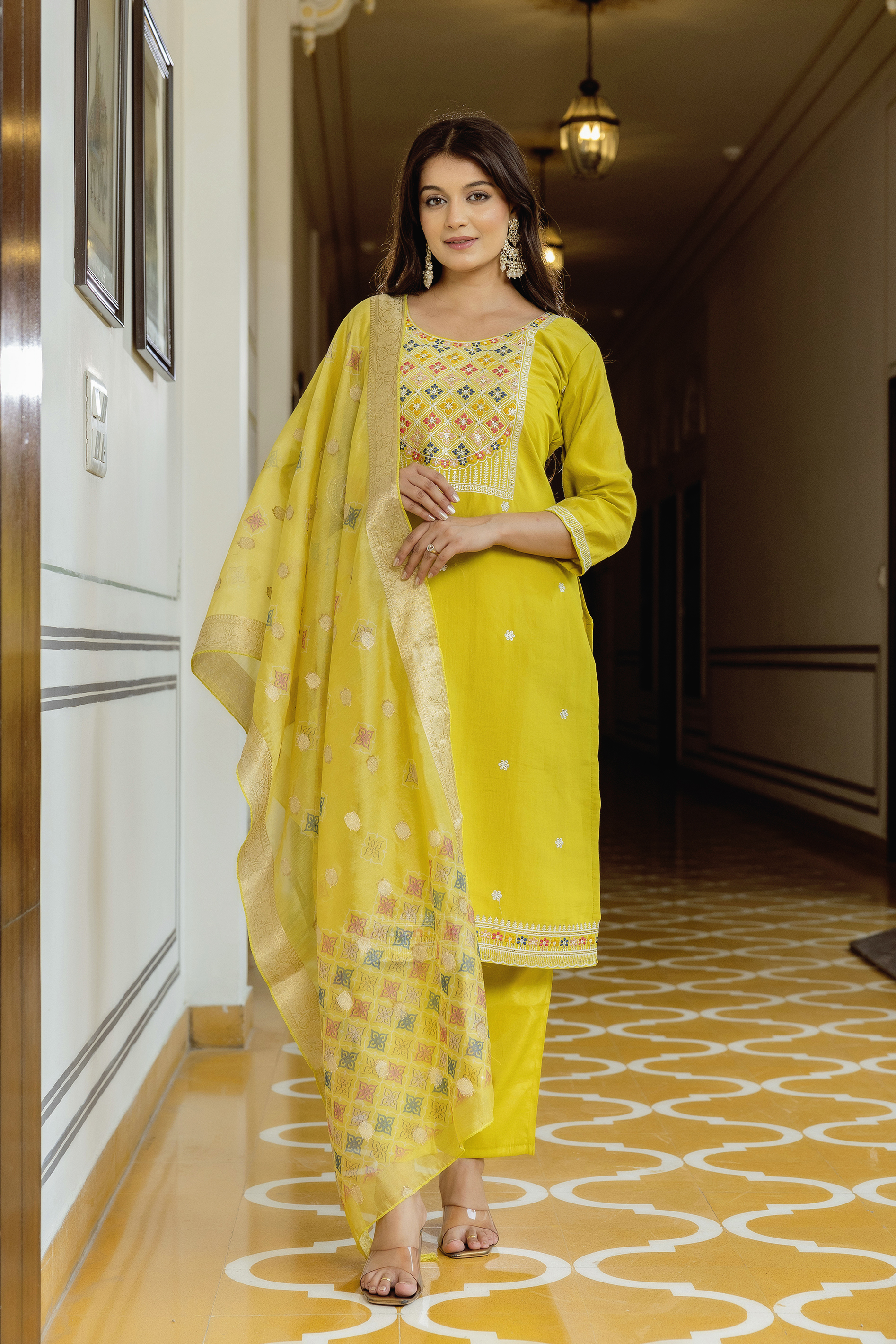 Designer Yellow Salwar Suit with Dupatta