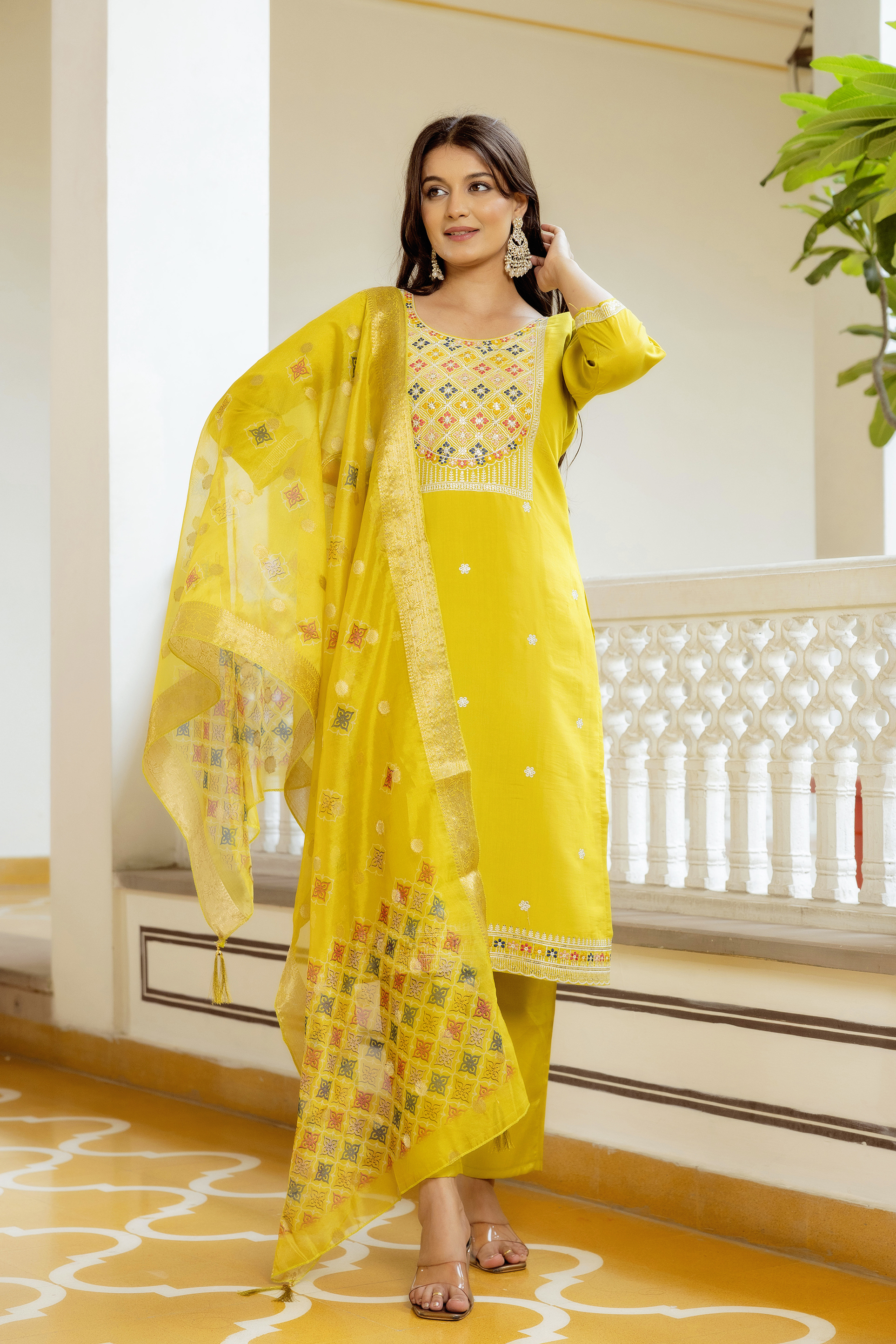 Designer Yellow Salwar Suit with Dupatta