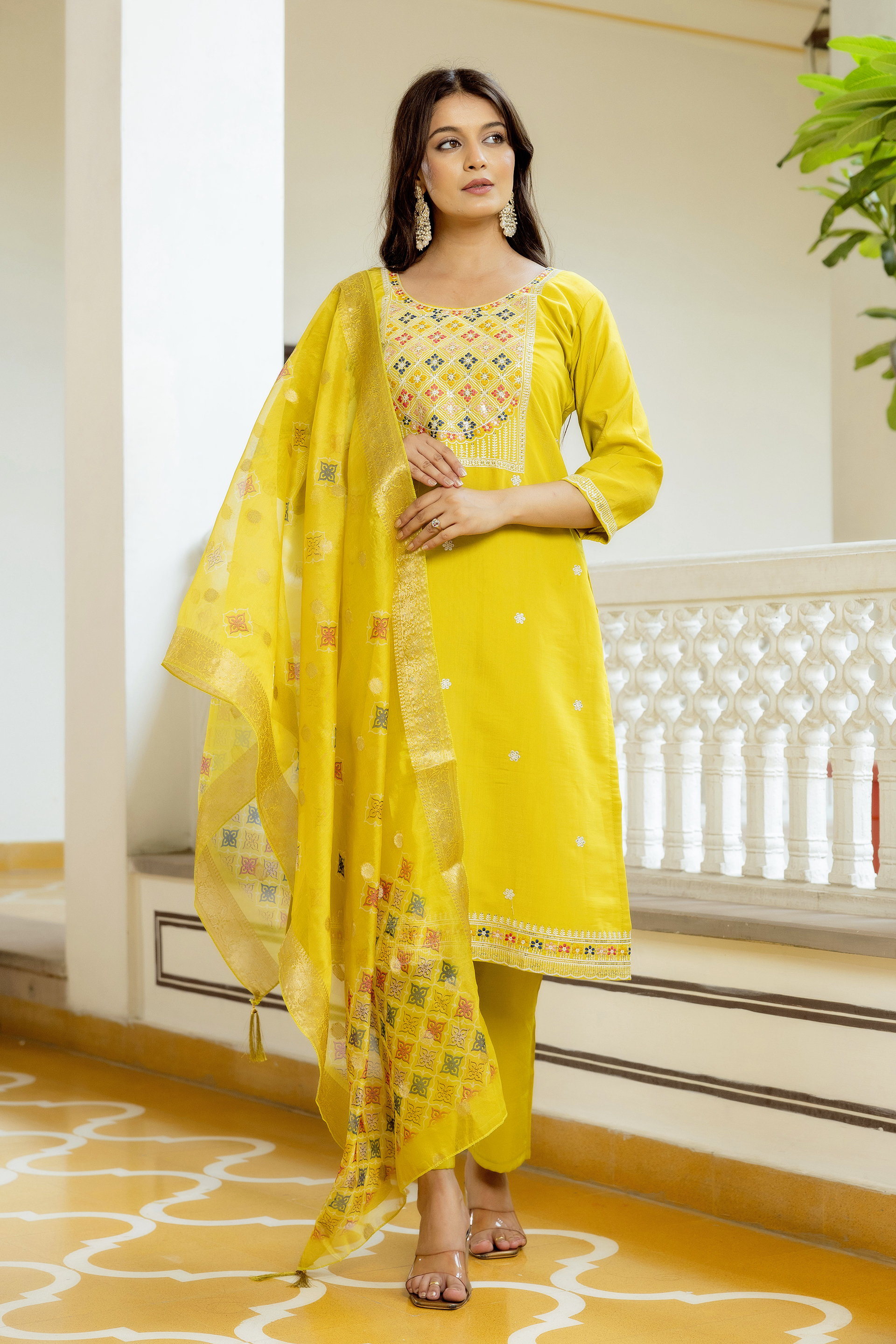 Designer Yellow Salwar Suit with Dupatta