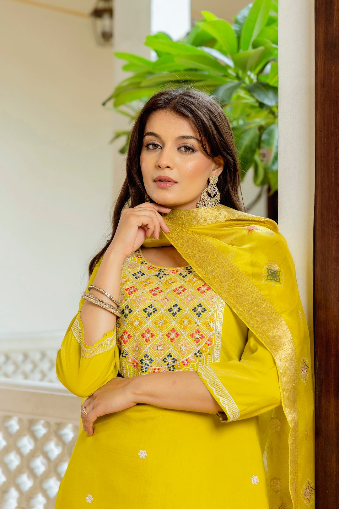 Designer Yellow Salwar Suit with Dupatta