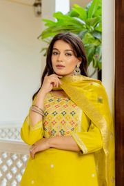 Designer Yellow Salwar Suit with Dupatta