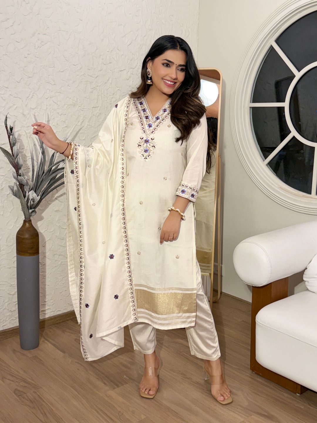 SilkGlow Cream Salwar suit