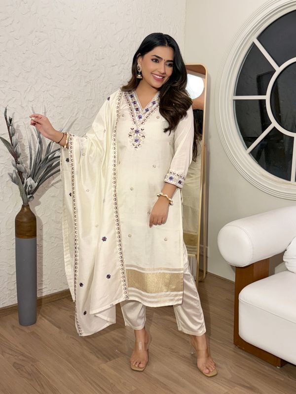 Silkglow Cream Salwar Suit