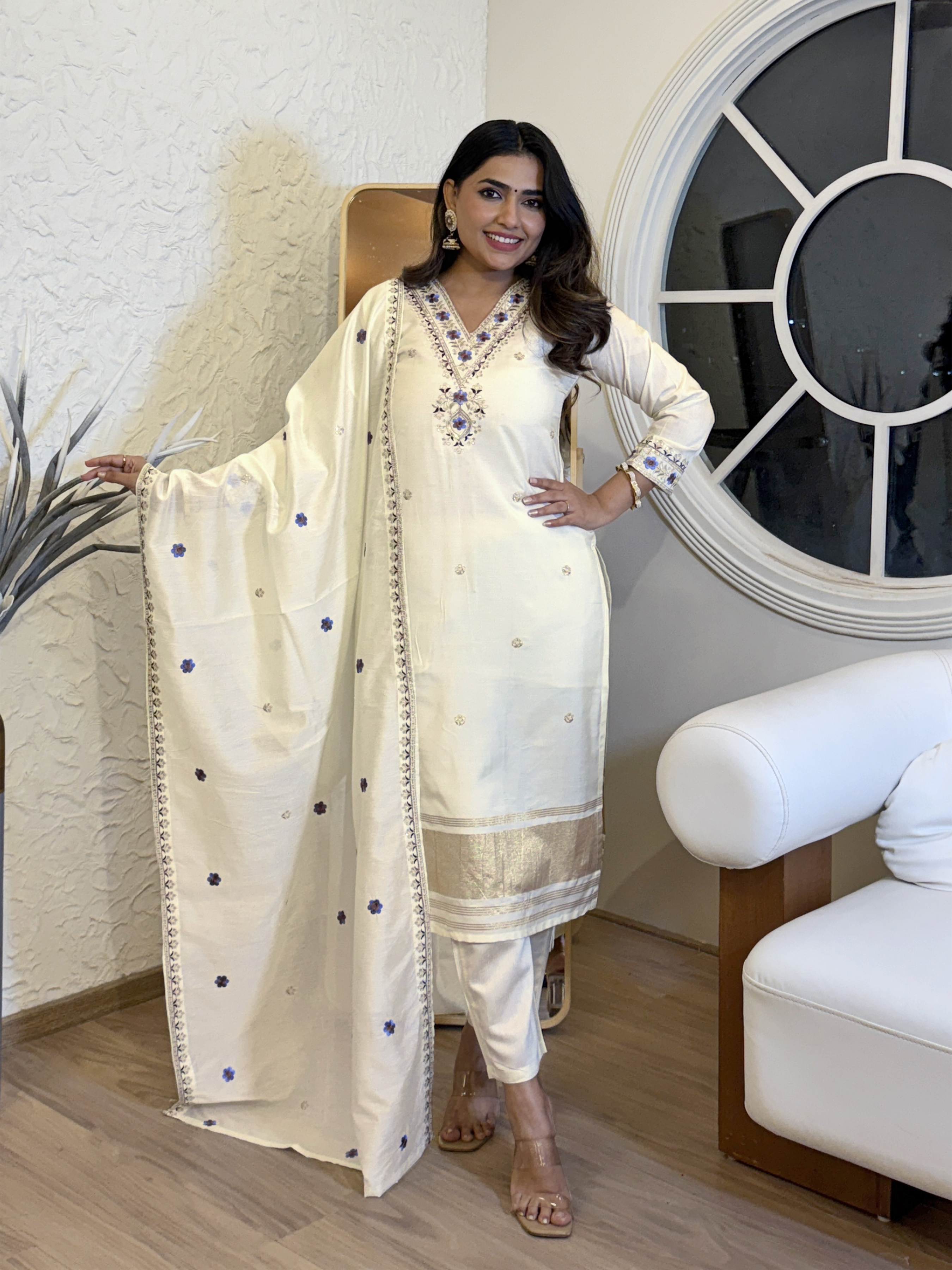 SilkGlow Cream Salwar suit