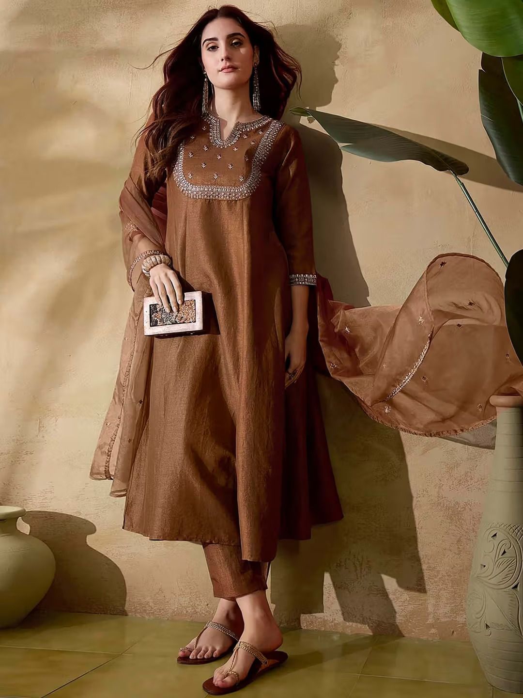 Chocolate Brown SilkRadiance Salwar Suit