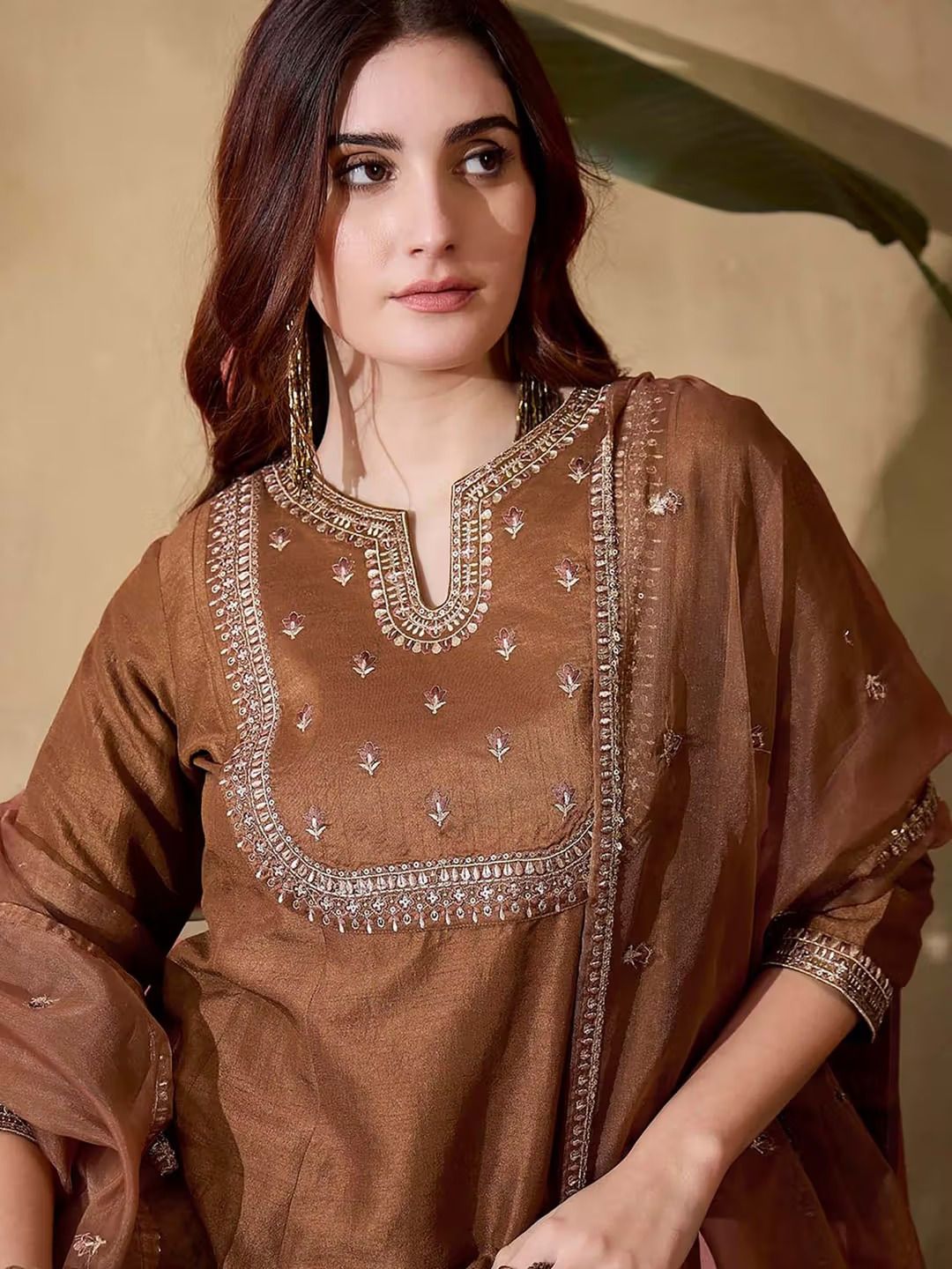 Chocolate Brown SilkRadiance Salwar Suit