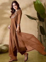 Chocolate Brown SilkRadiance Salwar Suit