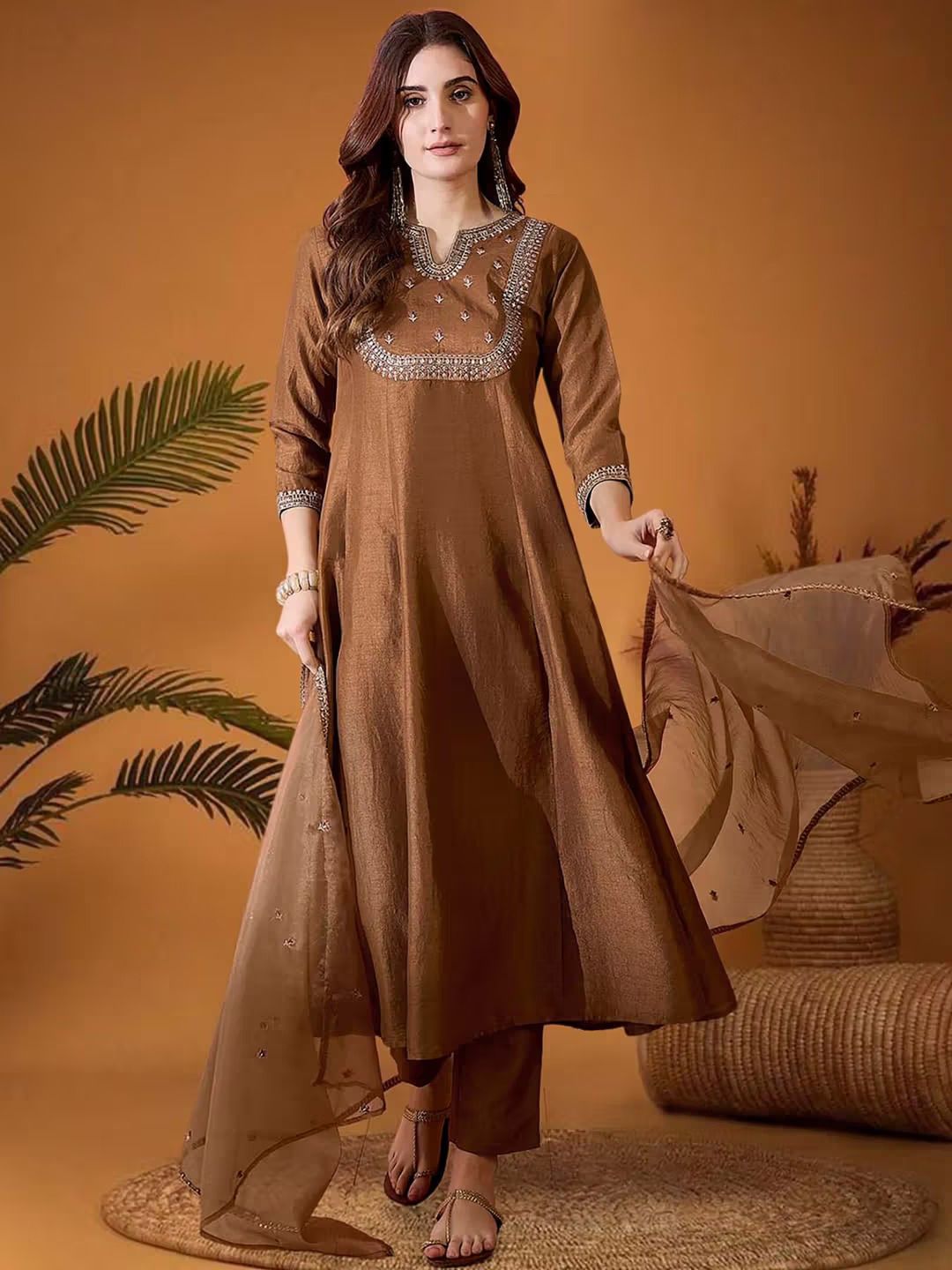 Chocolate Brown SilkRadiance Salwar Suit