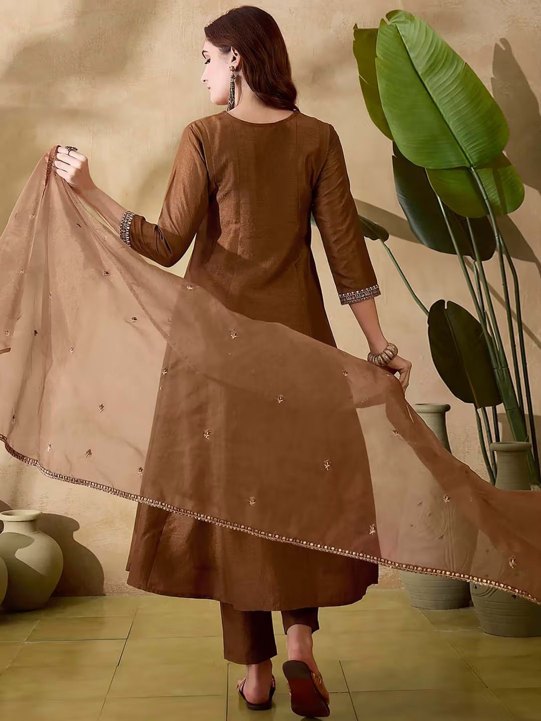 Chocolate Brown SilkRadiance Salwar Suit