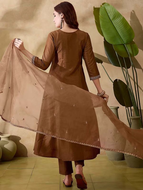 Chocolate Brown SilkRadiance Salwar Suit