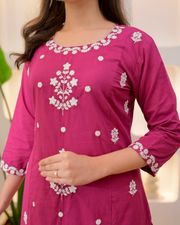 Pink SlubBlossom Embroidered Salwar Suit