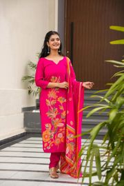 Pink Flower Printed Salwar Suit