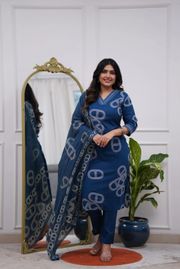 Navy Blue Embroidered Salwar Suit