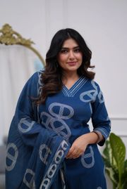 Navy Blue Embroidered Salwar Suit