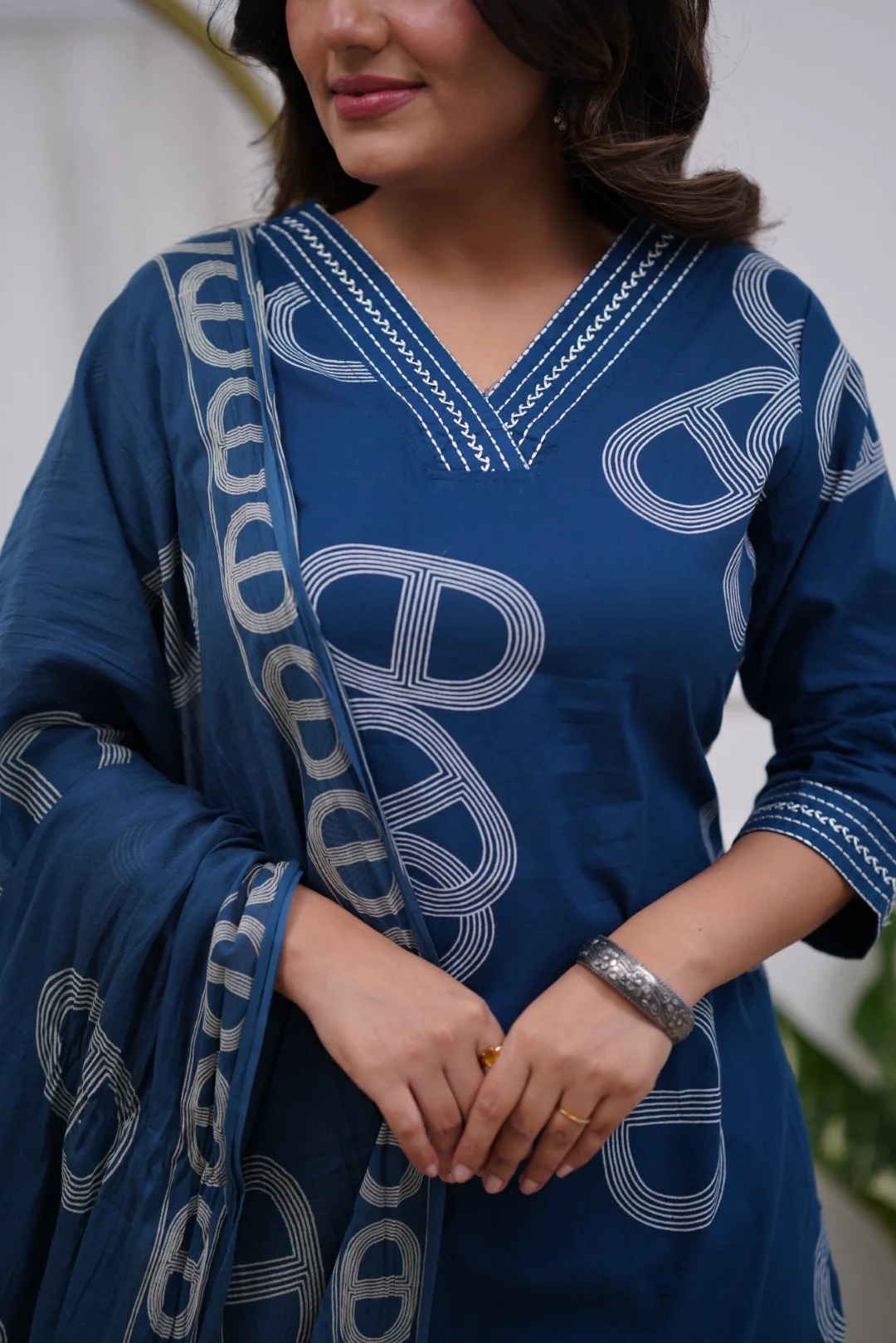 Navy Blue Embroidered Salwar Suit