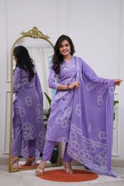 Lavender Chanderi Royale Embroidered Suit