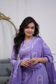 Lavender Chanderi Royale Embroidered Suit