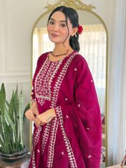 Pink Silk Embroidered Suit Set