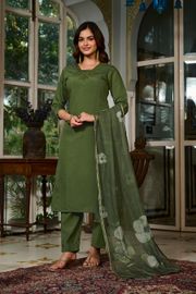 Green Chanderi Grace Embroidered Suit Set